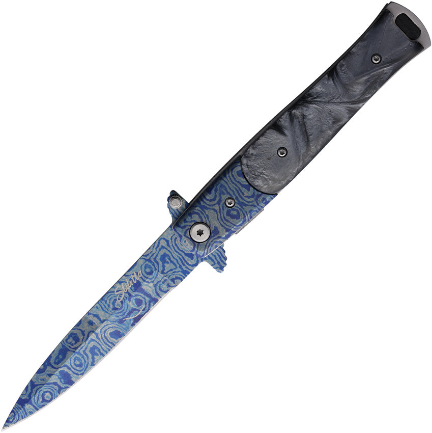 Damascus Etched Linerlock A/O 10-428CDMBP