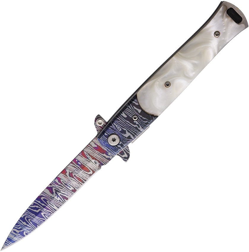 Damascus Etched Linerlock A/O