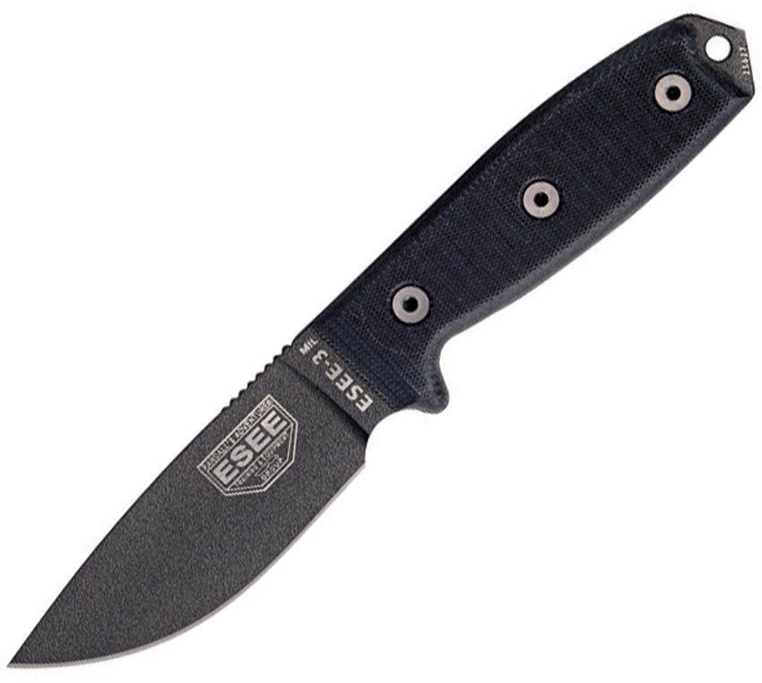 Model 3 Black G10 Plain Edge ESEE-3MIL-P-BLK