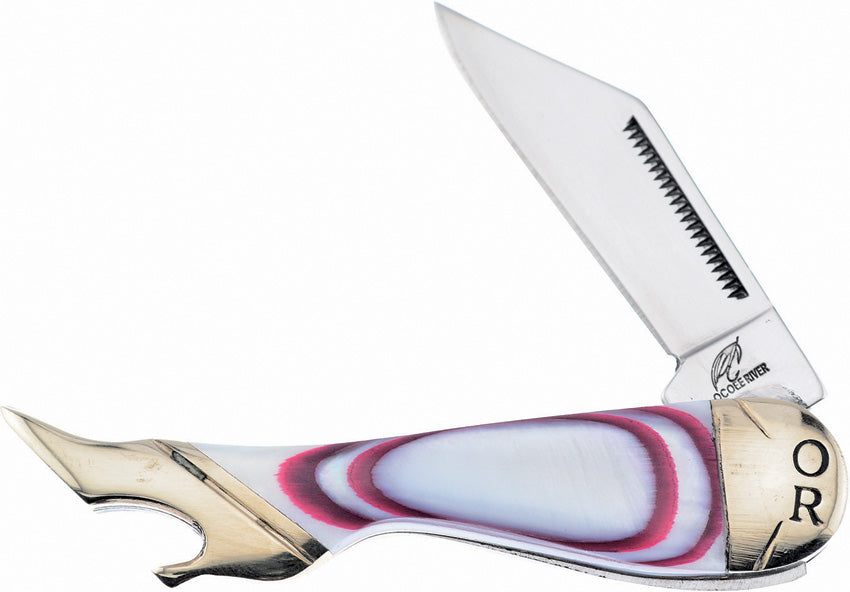 Leg Knife Red Swirl MOP