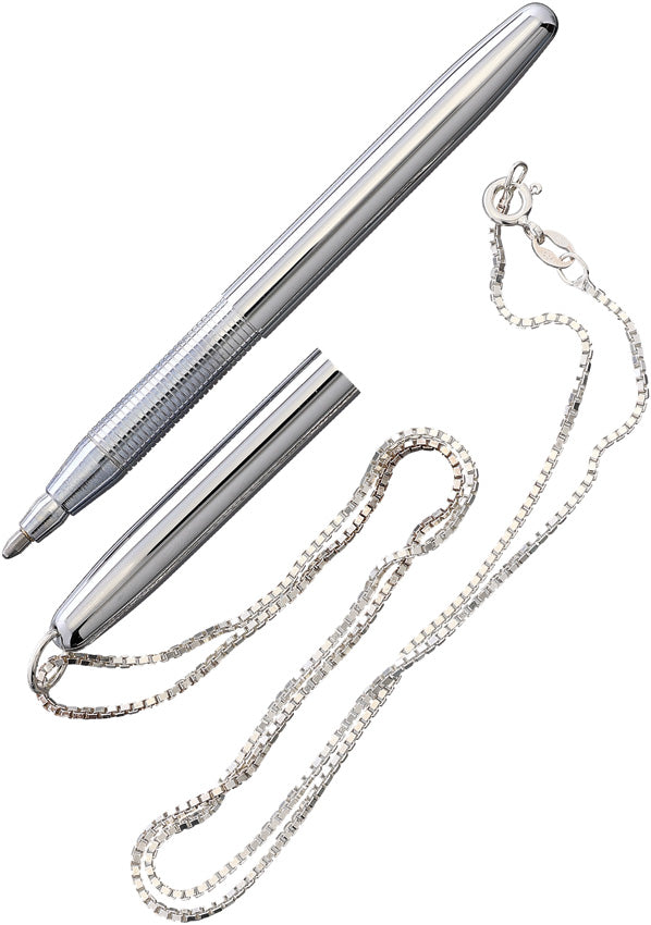 Chrome Bullet Pen w Neck Chain 350CN