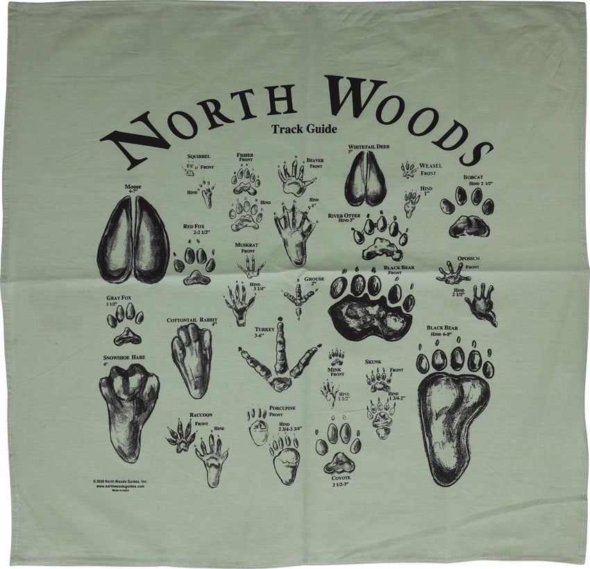 Animal Track Bandana Green TRACK-BANDANA-GREEN