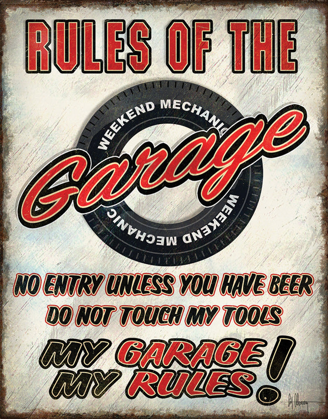 Rules Of Garage Sign 2410