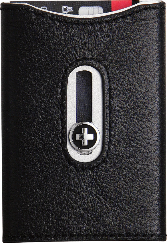 Swiss Wallet Black w/Silver SW751