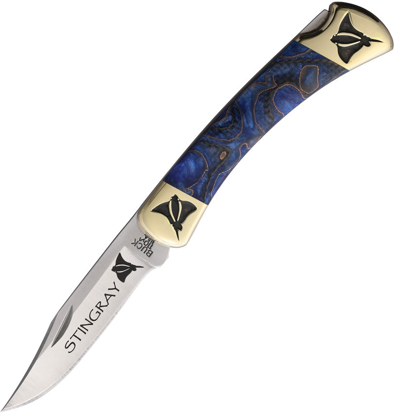 Custom Buck 110 Lockback YH438 BLUE CF STINGRAY