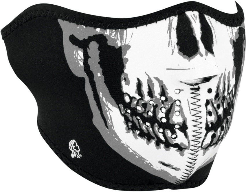 Half Face Mask BW Skull WNFM002H