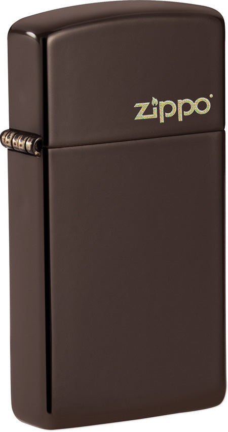 Slim Brown Zippo Logo 49266ZL