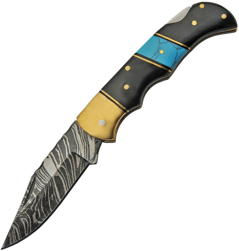 Lockback Horn/Turquoise DM-1215