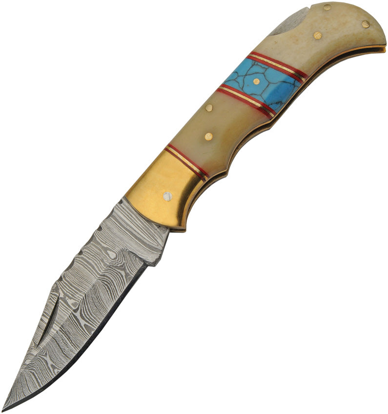 Lockback Bone/Turquoise DM-1362