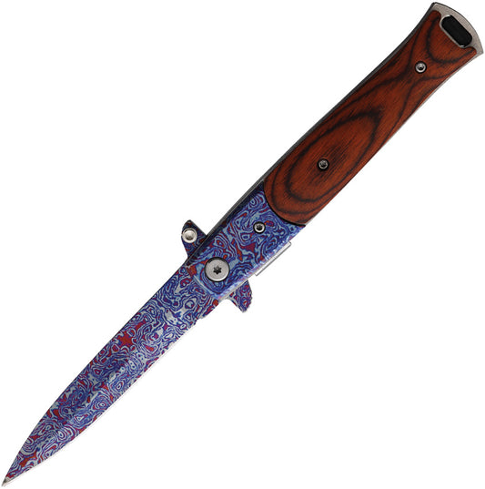 Damascus Etched Linerlock A/O 10-428CDMWD
