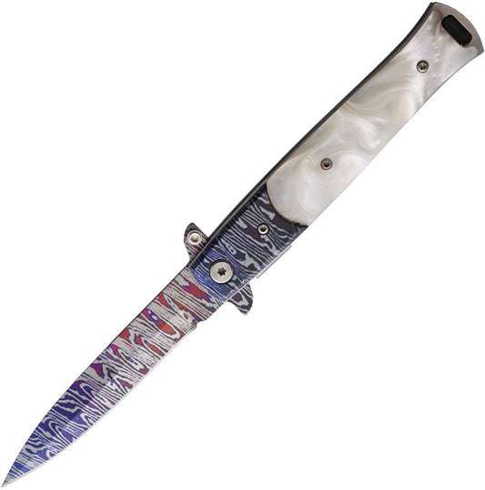 Damascus Etched Linerlock A/O 10-428CDMWP