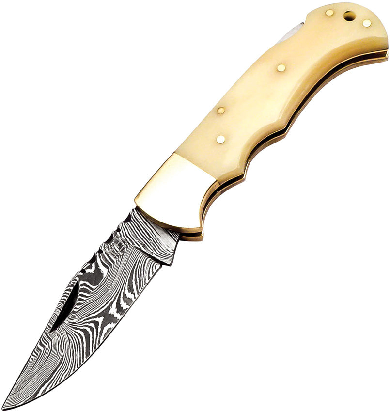 Lockback Damascus Bone BONE-001