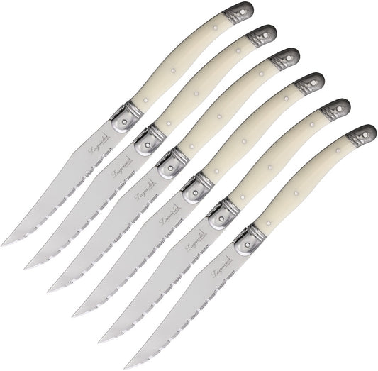 6 pc Steak Knife Set White