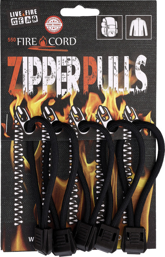 FireCord Zipper Pulls ZP-BLACK