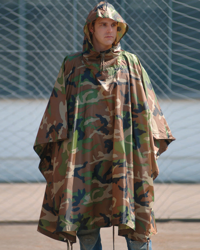 Woodland Camo Ripstop Poncho 10630020