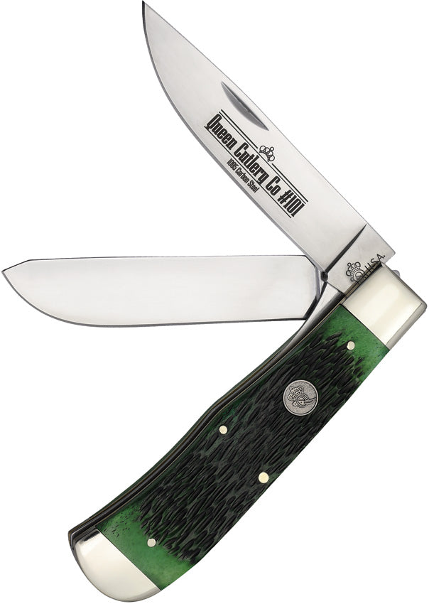 Two Blade Lockback Green Bone QGPSB206L