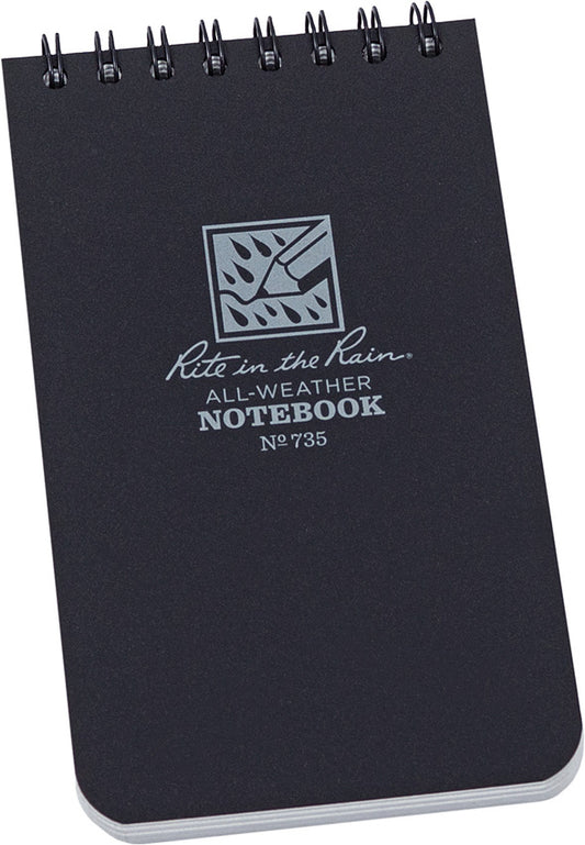 3 x 5 Top Spiral Notebook Blac