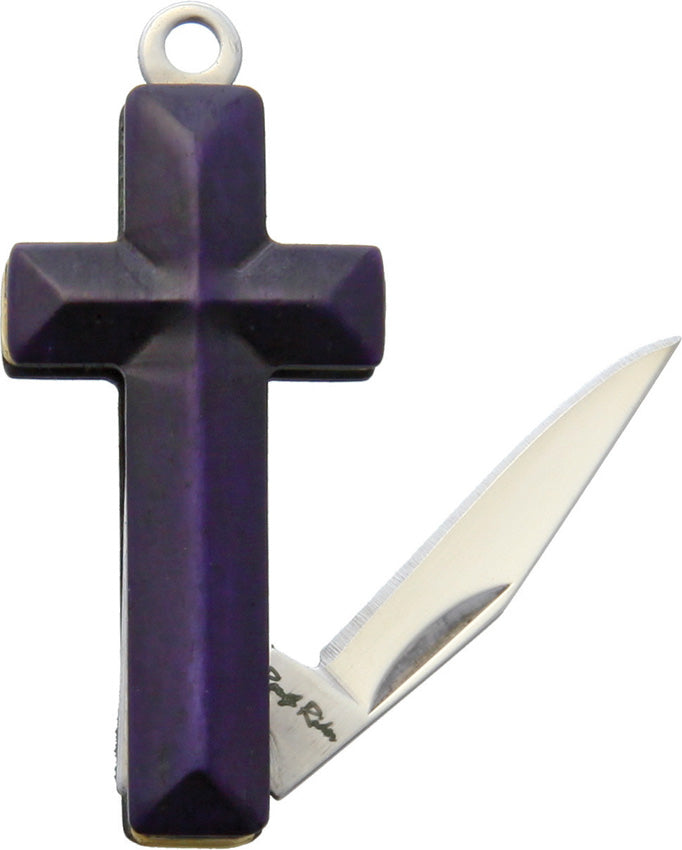 Cross Knife Purple Smooth Bone KB115-1.5" PURPLE BONE
