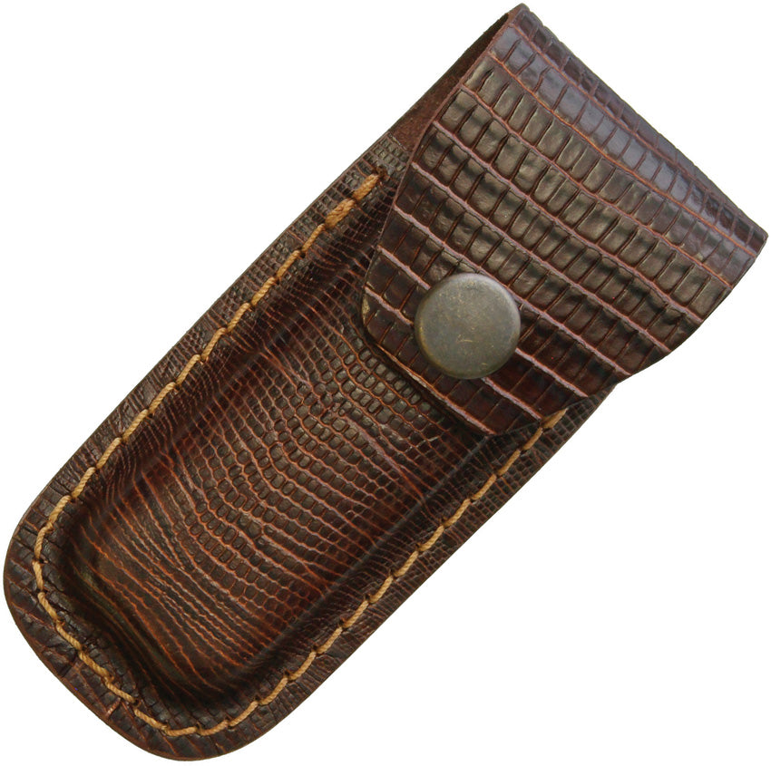 Leather Belt Pouch Lizard 4" FOLDER BROWN LIZARD