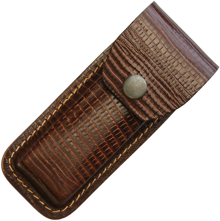 Leather Belt Sheath Lizard FOLDER 5" BROWN LIZARD