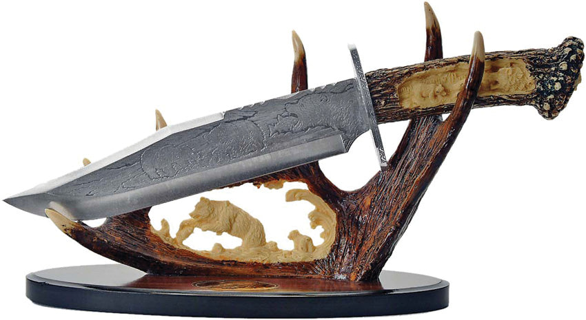 Bowie Knife w Display Bear 211165-BE
