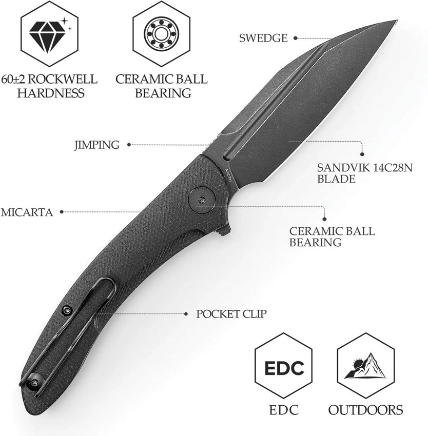 Cuckoo Linerlock Black TY30-BM-14